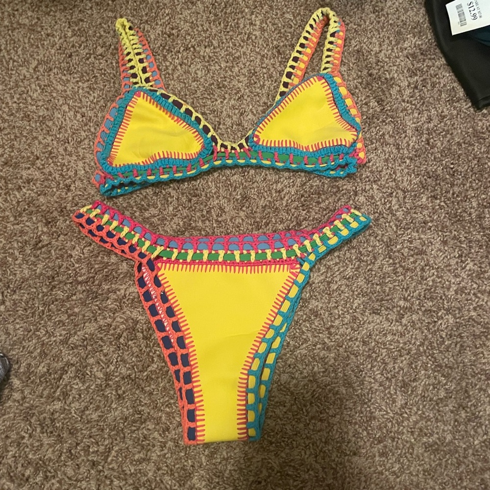 Yellow triangle bikini set